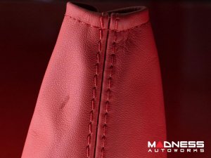 FIAT 124 Spider Gear Shift / eBrake Kit - Black Italy - Boot Red Leather w/ Red Stitching